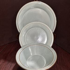 Prairie Turquoise By Interiors Made In Indonesia Set-Dinner Plate, Salad & Bowl